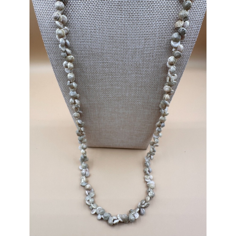 Natural Shell Cluster Necklace Long Boho Beach Coastal Surfer Statement Vintage